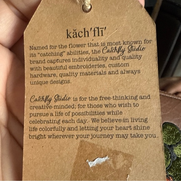 Cute Small Catchfly Cactus Embroidered brown Wallet - Picture 7 of 7